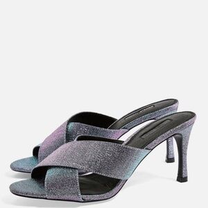 USED - women topshop blue/silver sparkly heels size US 8.5 (no box)